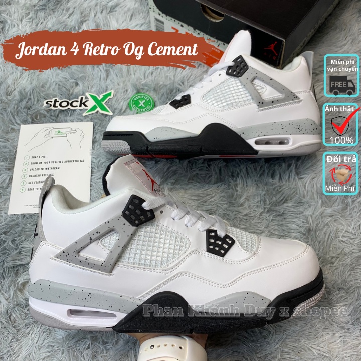 Giày bóng rổ air jordan 4 retro og cement - Jd 4 nam nữ đủ PK
