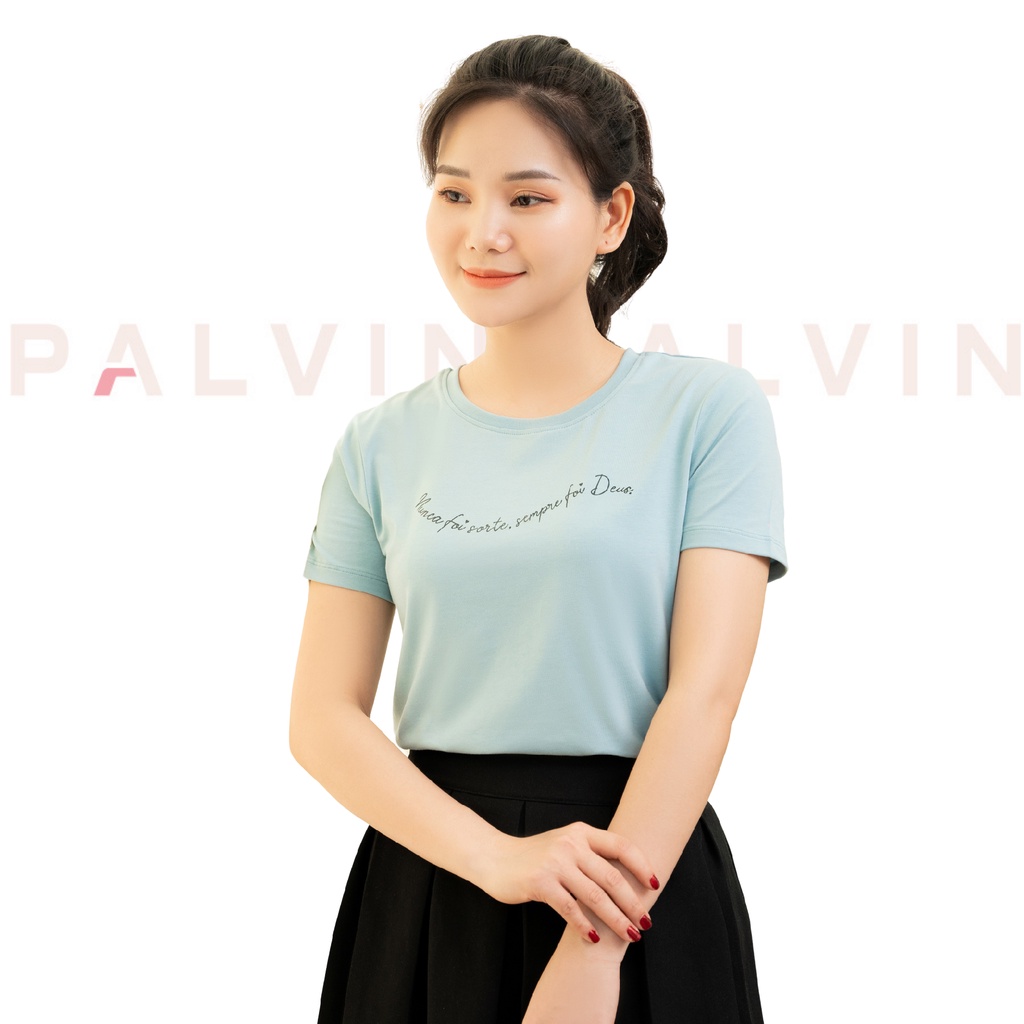 Áo phông nữ cotton PALVIN, dáng ôm vừa, hình in thời trang - H2ATS14