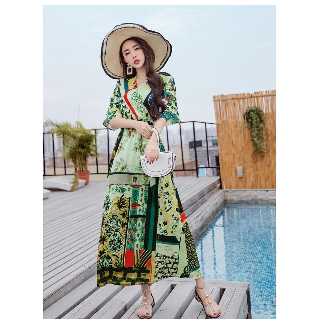 Đầm maxi hoạ tiết cao cấp, đầm maixi nhập khẩu họa tiết sang chảnh DX10 dammaxionline | BigBuy360 - bigbuy360.vn