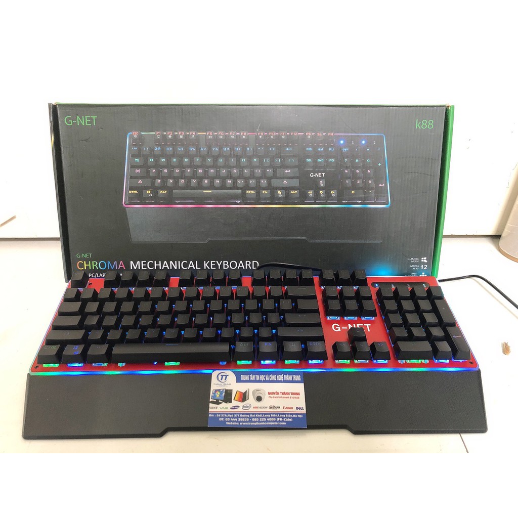 Bàn phím Gaming G-NET K88 - Led RGB - có kê tay, tặng key toá cap, 2 switch thay thế - BH 12 THÁNG