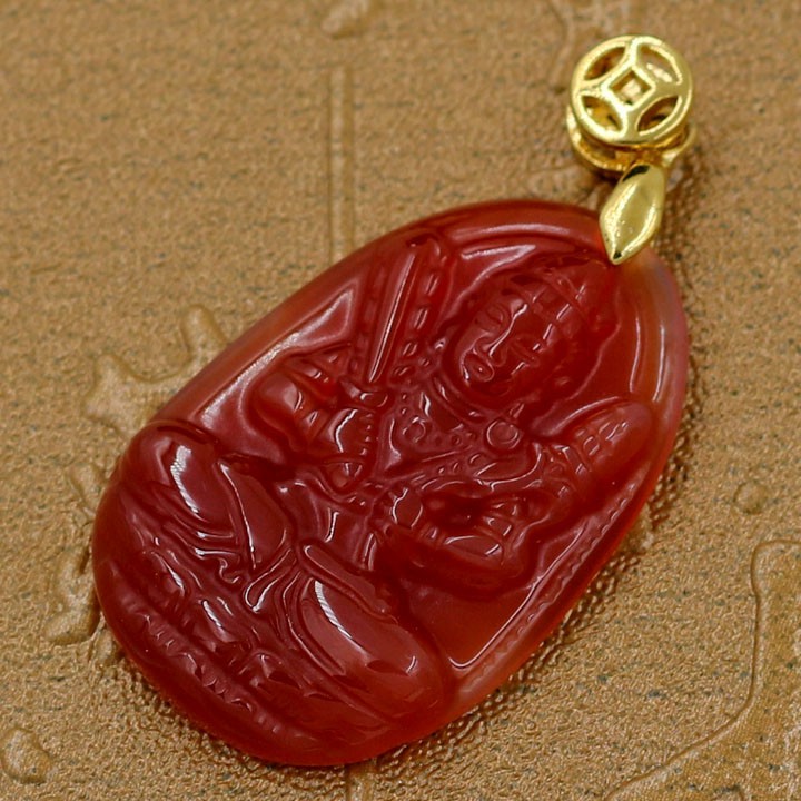 Mặt Phật bản mệnh Hư Không Tạng Bồ Tát đỏ 3.6 cm