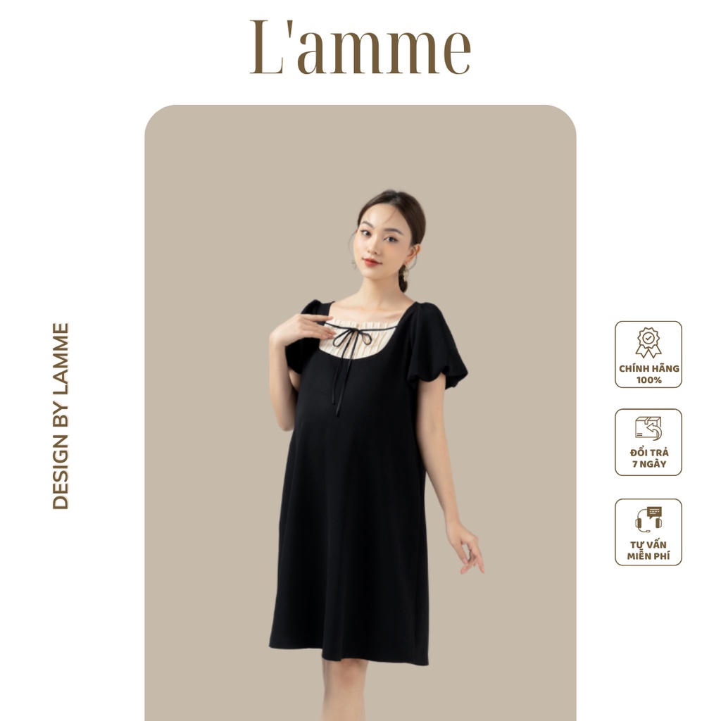 Váy bầu GLAM DRESS chất vải tuyết mưa, thấm hút mồ hôi, dễ mặc dễ mix đồ thiết kế bởi LAMME