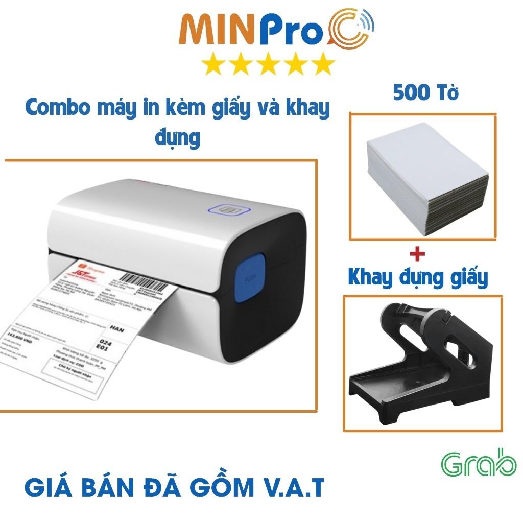 Máy in nhiệt MINPRO W300 in đơn hàng TMĐT kèm khay và 500 tờ giấy in nhiệt 130x76cm bảo hành 12 tháng