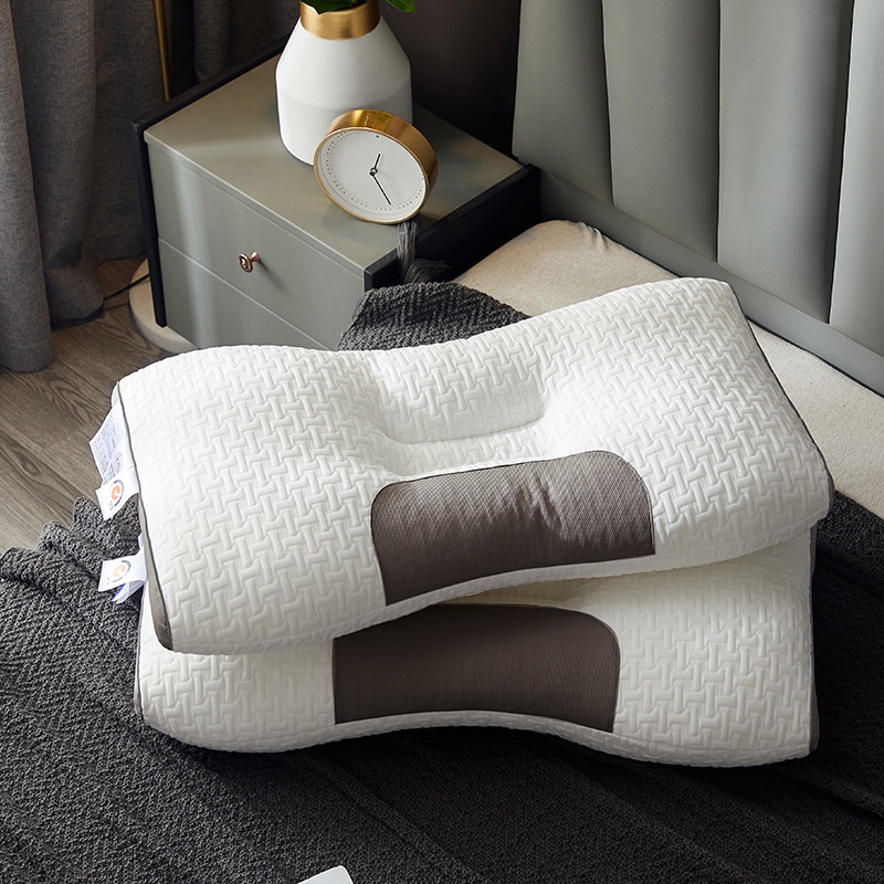 Gối massage SPA sang trọng nhẹ lõi gối đơn bảo vệ cổ cho người lớn gối ngủ sợi phân vùng massage gối protein đậu nành