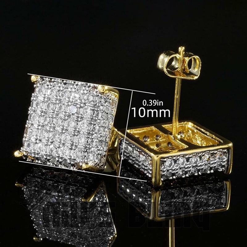 Đôi Khuyên Tai Hình Vuông Đính Đá Thời Trang Cho Nữ