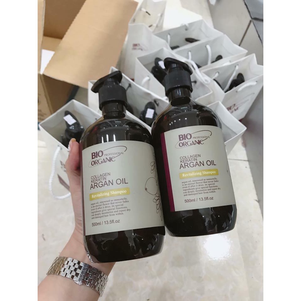 Bio Organic🌿 Dầu cặp BIO ORGANIC COLLAGEN KERATIN ARGAN OIL🌿 Dầu gội, dầu xả phục hồi