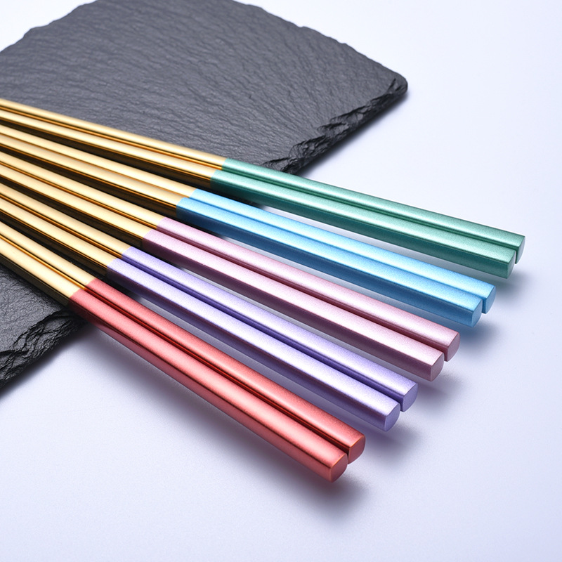 Stainless Steel Chopsticks Creative Tableware Portuguese Color Household Chopsticks Set