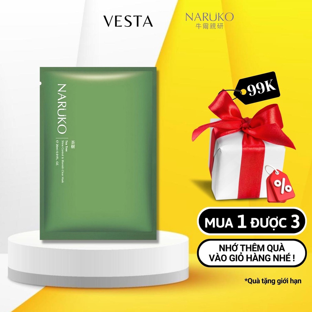 Mặt Nạ Naruko Tràm Trà - 1 Gói Lẻ Mask Giấy Giảm Mụn Và Nám Naruko Tea Tree