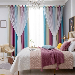 Rèm Cửa 2 Lớp Họa Tiết Ngôi Sao Trang Trí Nội Thất