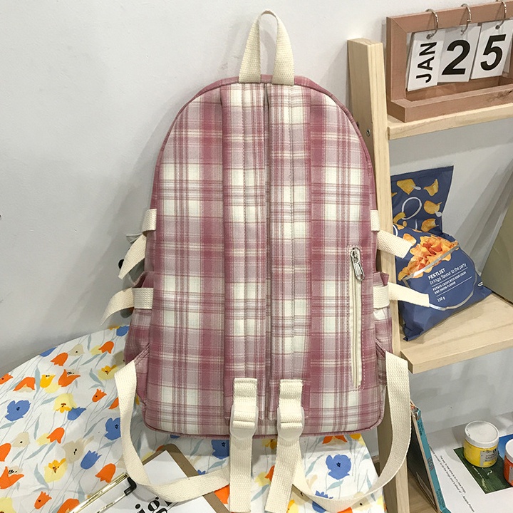 Balo học sinh nữ vải mềm chống thấm nươc size 41cm tặng kèm gim cài và gấu bông BALO-542
