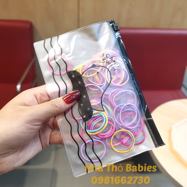 Set 100 Dây Buộc Tóc Kèm Túi Zip