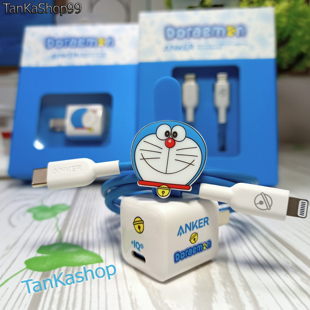 Combo Sạc Nhanh Anker x Doraemon 20W Dành Cho iphone, Chuẩn MFI A2633 + A8632