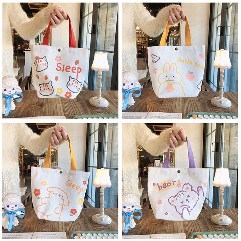 Túi tote YADOU siêu nhẹ in họa tiết hoạt hình dễ thương thời trang cho nữ