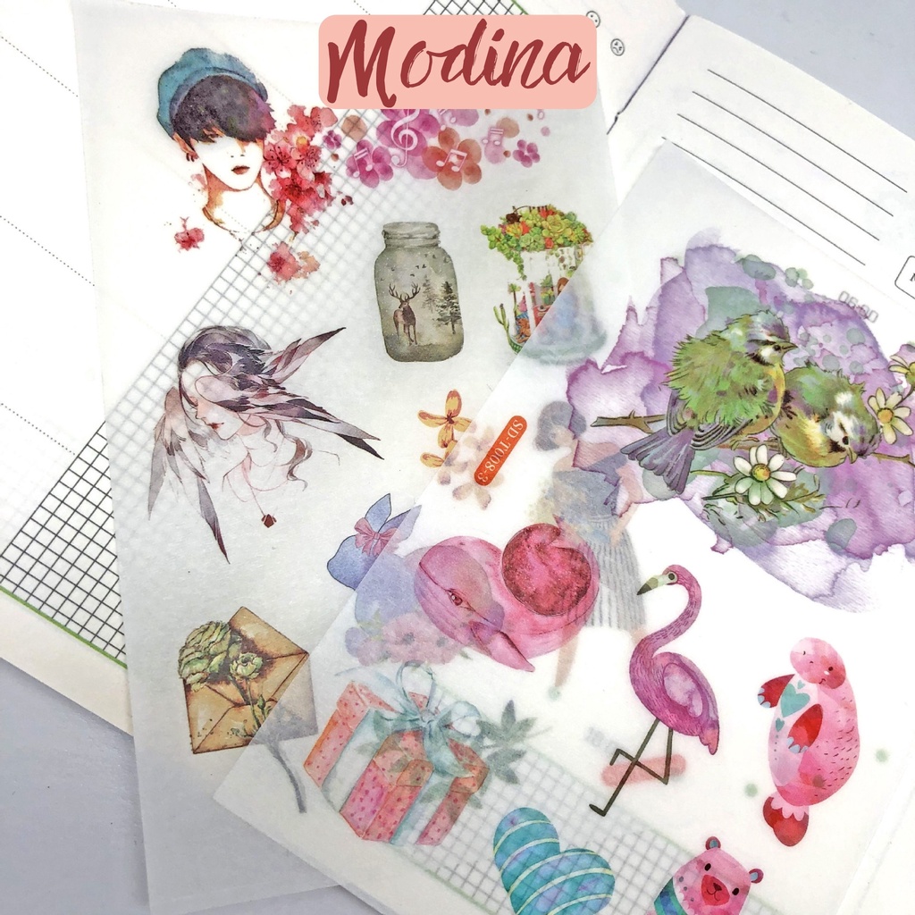 Set 6 tấm sticker trang trí sổ, hình dán sticker cute