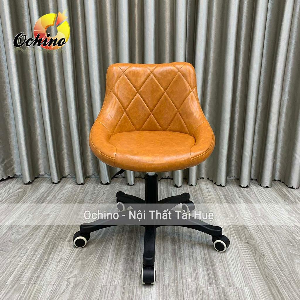 Ghế Makeup, Ghế Xoay Văn Phòng Chân Bánh Xe Nhựa Đen Mẫu Nỉ Da Độc Lạ (Có Sẵn)
