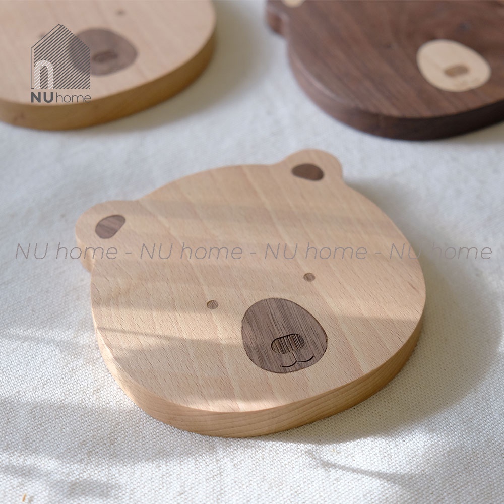 nuhome.vn | Đế lót ly hình gấu - Bina, được thiết kế đẹp mắt và dễ thương từ chất liệu gỗ tự nhiên cao cấp