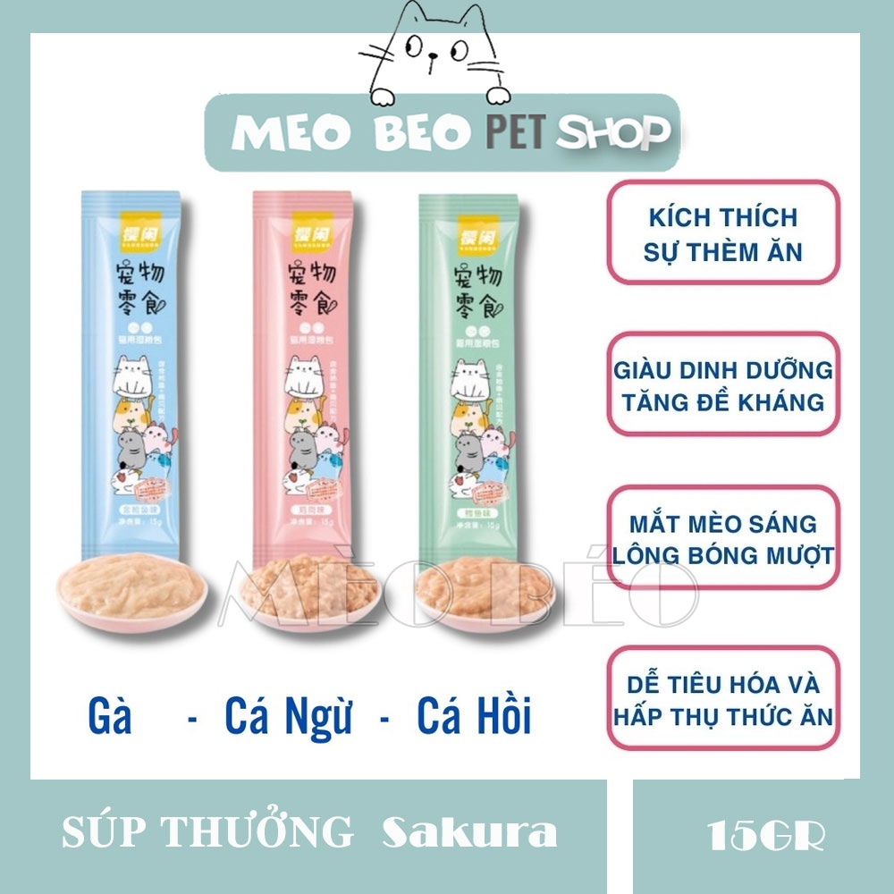 Súp thưởng cho mèo shizuka, cat food đầy đủ dinh dưỡng giá rẻ thanh 15g (GIAO NGẪU NHIÊN)