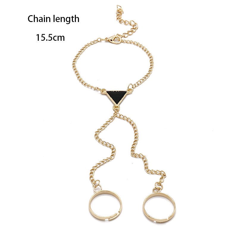 Triangle One-piece Ring Hand Back Chain Leaf Lock Chain Style Personality Bracelet Jewelry Punk Creativity Fingering Fashion