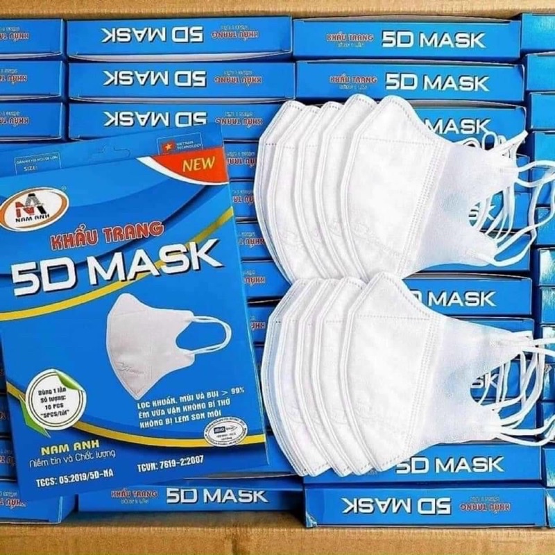 Khẩu trang 5D mask quai thun 3 lớp kháng khuẩn chính hãng
