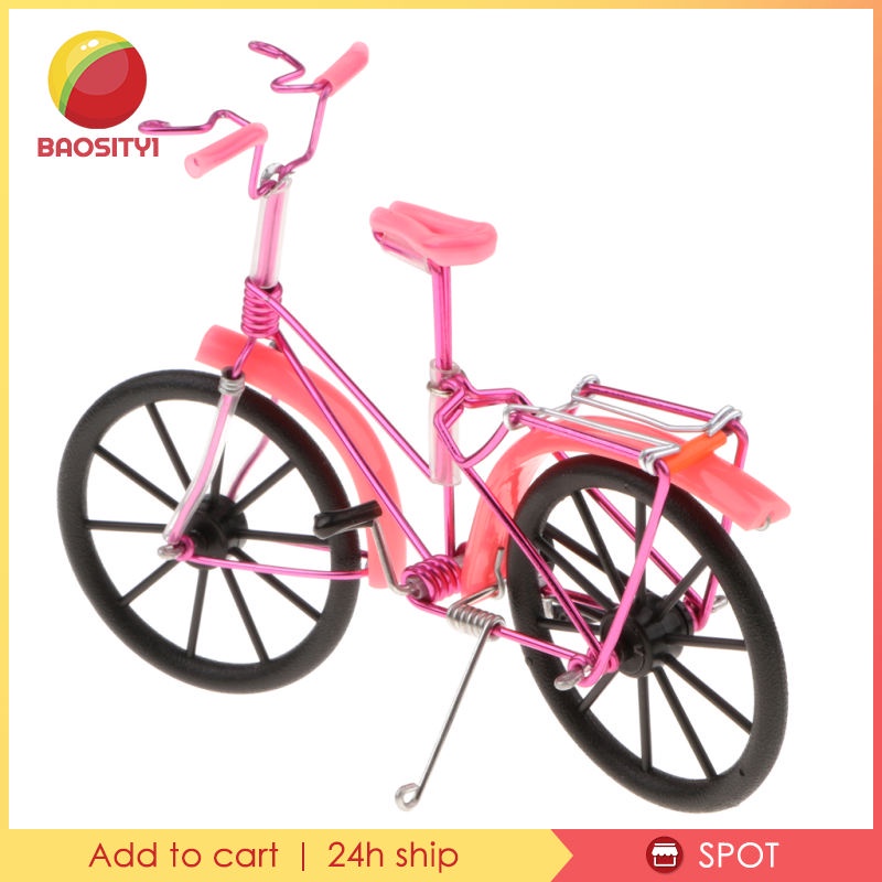 Mô hình xe đạp bằng sắt màu hồng 7.9''L x 2.6''W x 5.5''H