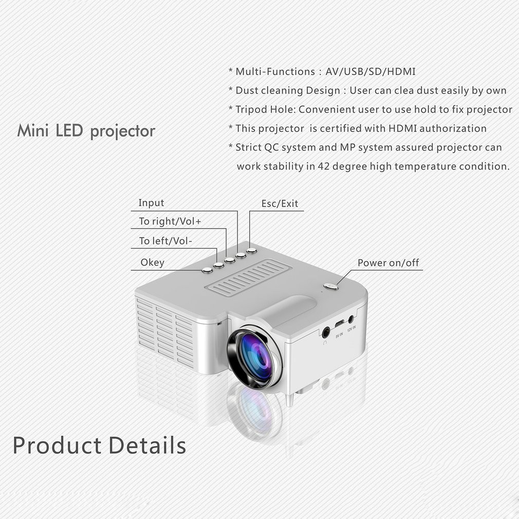 Máy chiếu gia đình Uc28CMini Máy chiếu LED di động Cắm trại Office meeting HD 1080P, Cho giải trí rạp hát tại nhà | BigBuy360 - bigbuy360.vn