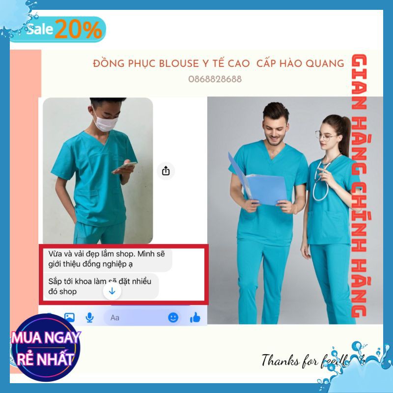 [Mã SKAMFSW175 giảm 10K đơn 50K] Bộ Scrubs Bác Sĩ, quần áo phòng mổ, đồng phục phẫu thuật, đồng phục spa vải cao cấp