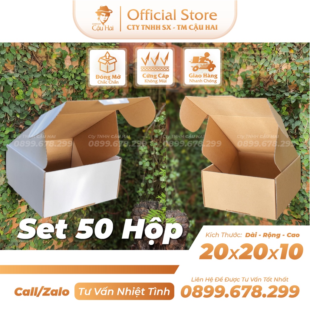 Set 50 Hộp carton nắp GÀI 20x20x10