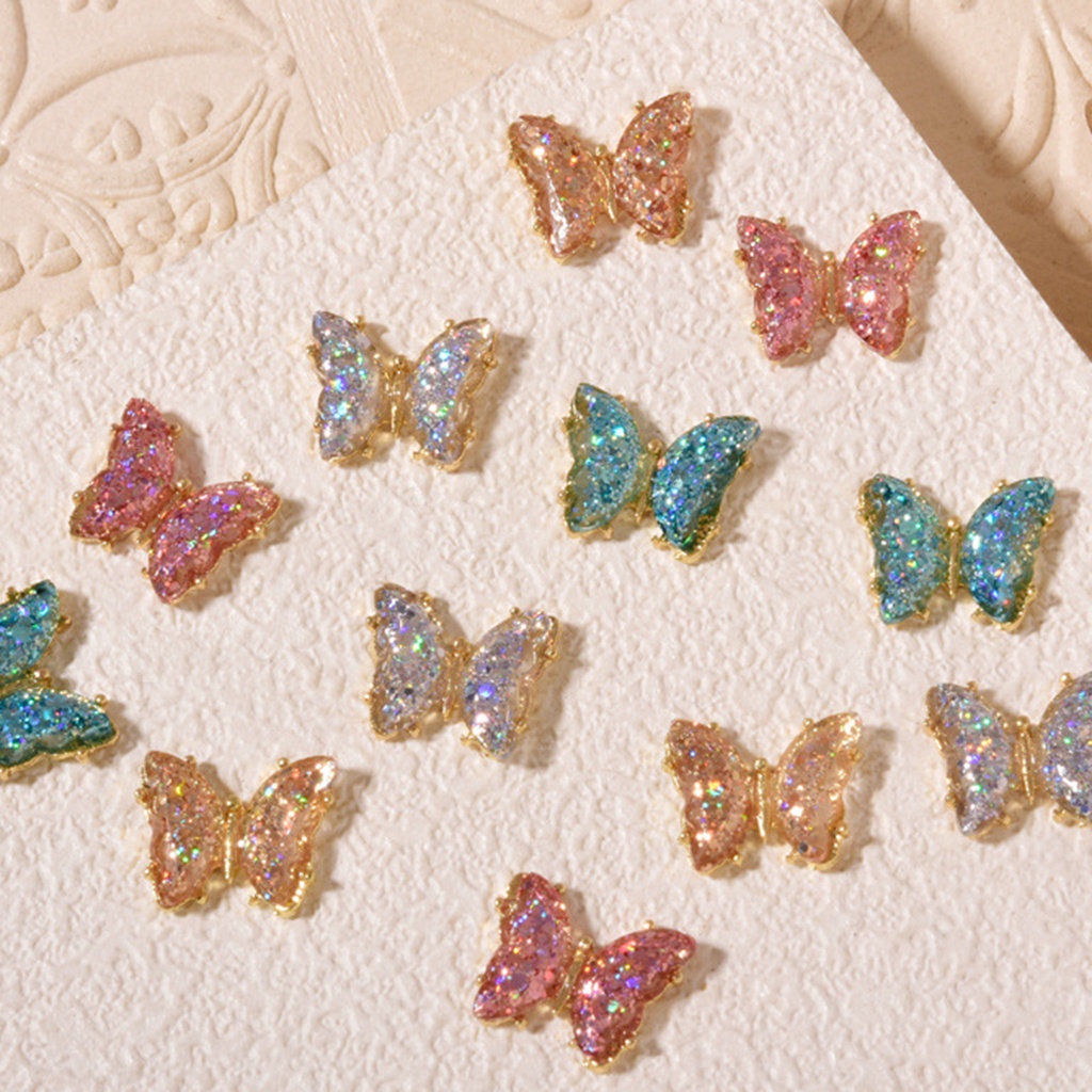 Miếng Dán Trang Trí Móng Tay Hình Bướm 3D Bằng Hợp Kim Sang Trọng Dành Cho Nữ