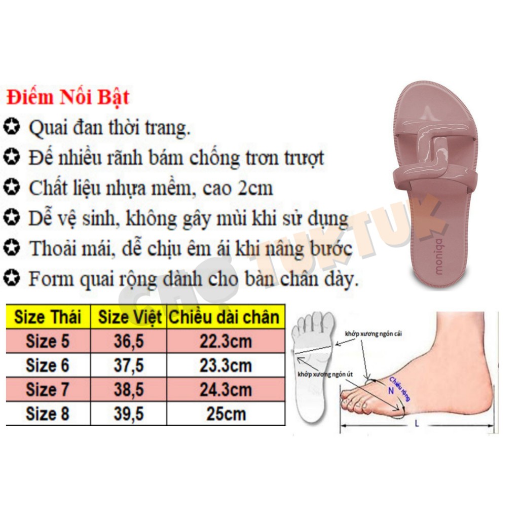 [7 màu] Dép Thái Lan Quai Đan Monobo moniga 911