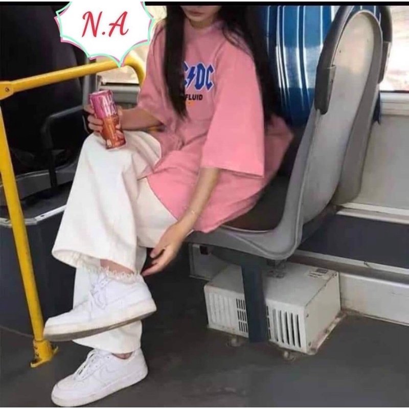 Set Quần Dài Trắng suông Áo ABCD, Cô Gái Nữ [FREESHIP] Bộ đồ culottes trơn  kèm thun form rộng tay lỡ in hình Ulzzang