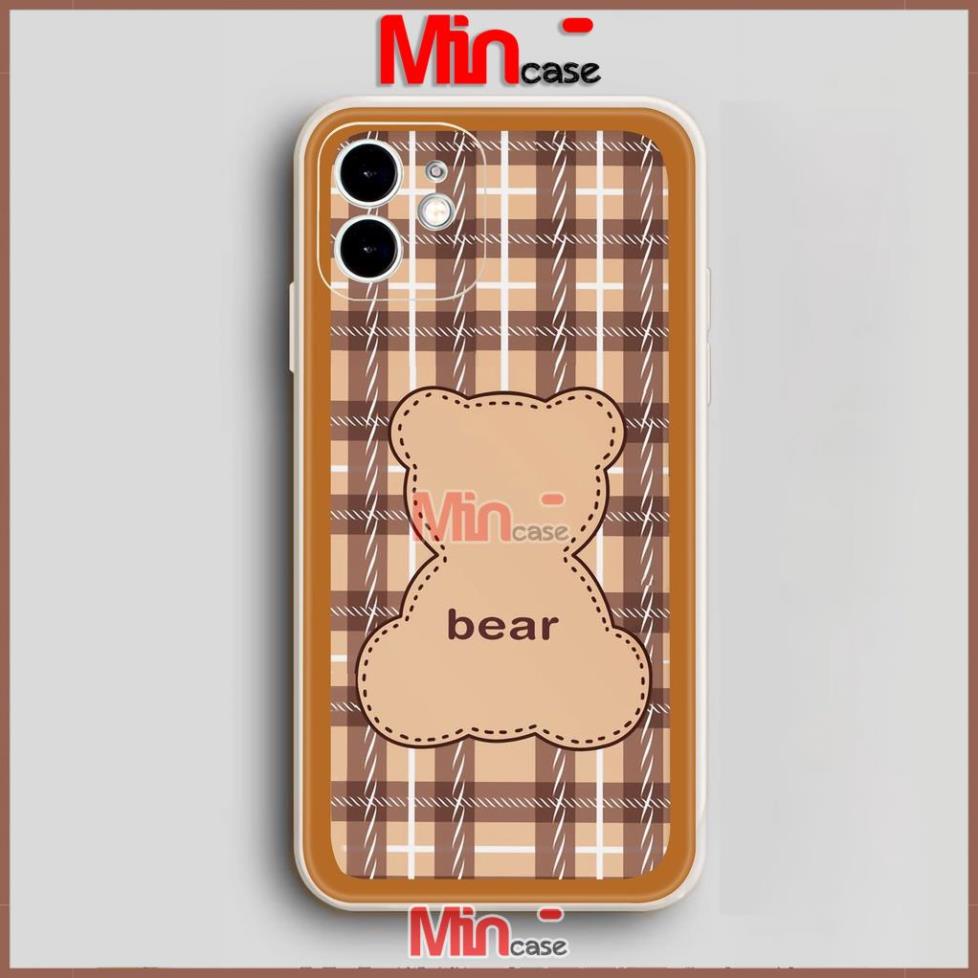 Ốp lưng iPhone Gấu Bear Cute cạnh viền vuông silicon mềm dẻo cho iphone 6/6s/7/8/X/Xr/XS/11/12/13 Pro Plus Max