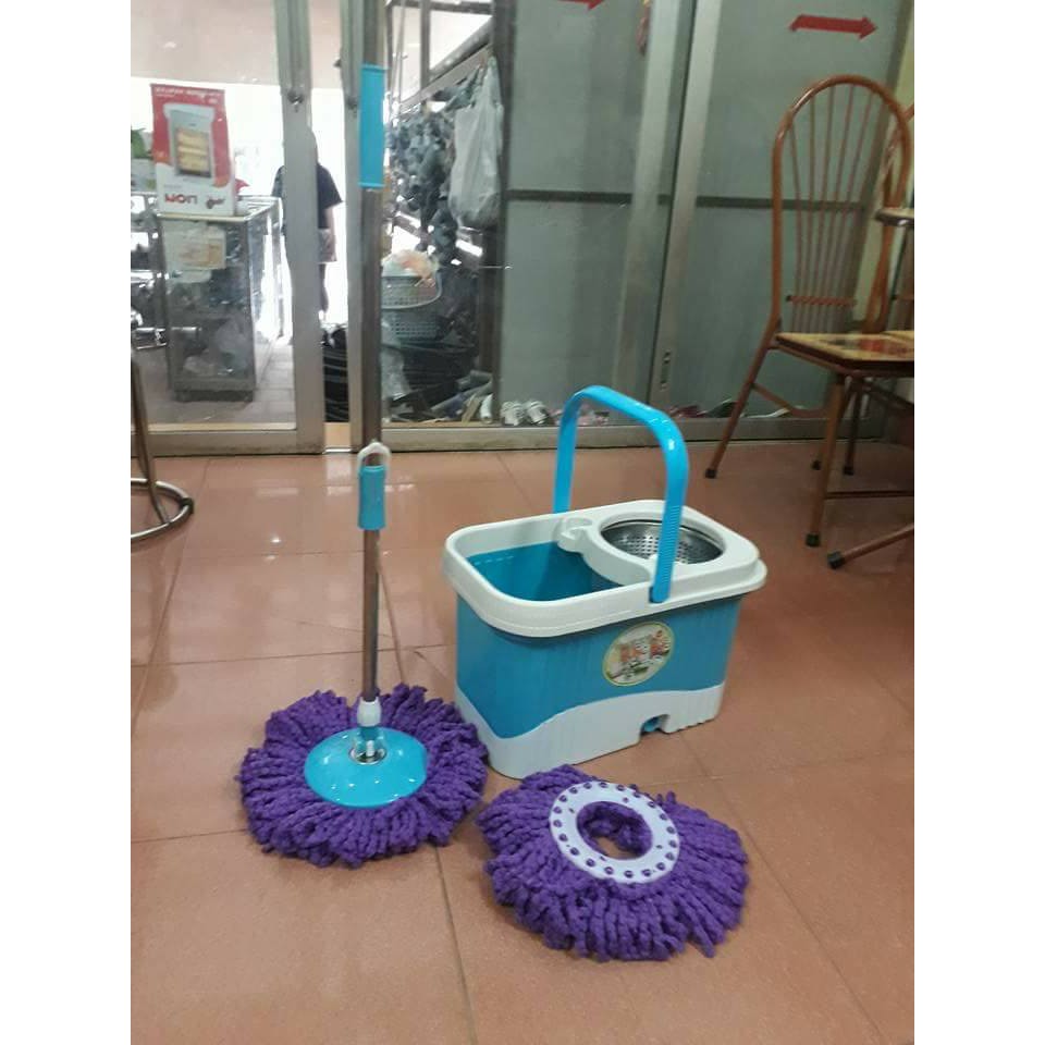 BỘ CHỔI LAU NHÀ 360 ĐỘ CÔNG NGHỆ THÁI LAN CÓ BÁNH XE KÈM 2 BÔNG LAU