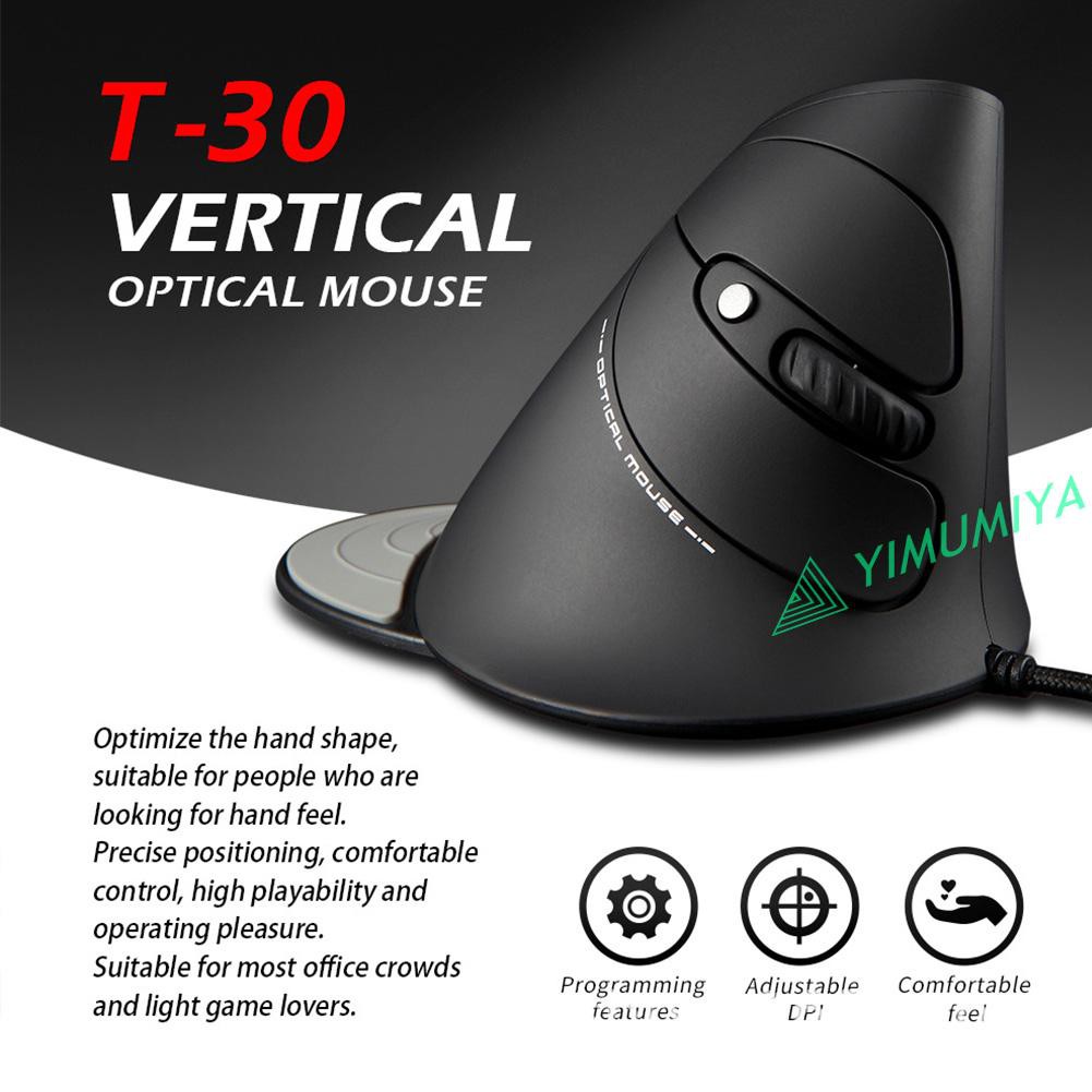 YI ZELOTES 3200DPI Gaming Mouse Upright Wired 6 Button LED Desktop Game Mouse