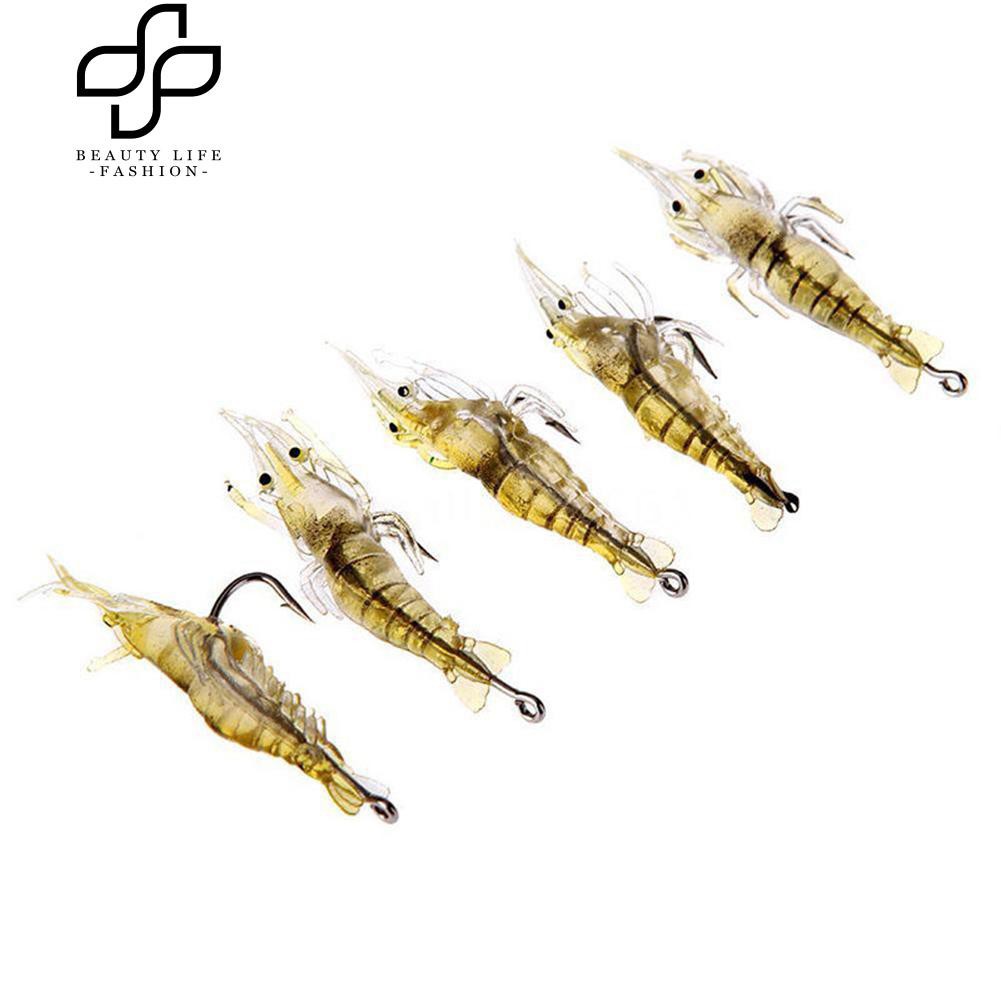 Set 5 mồi câu cá nhân tạo hình dạng tôm sống động