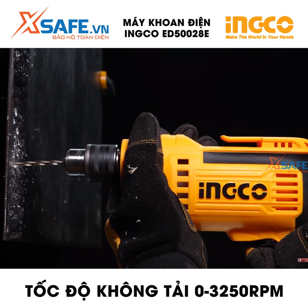 Máy khoan cầm tay 10mm INGCO ED50028E công suất 500w, tốc độ 3250rpm, khả năng khoan 1.0-10mm, có chỉnh tốc độ