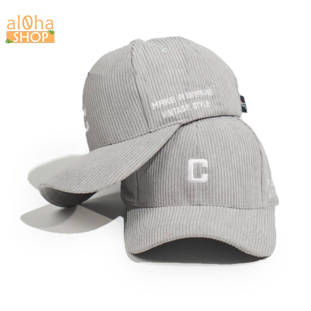 Mũ lưỡi trai - nón Ulzzang vải kết nhung thêu chữ C unisex nam nữ chống nắng phong cách thời trang, cá tính