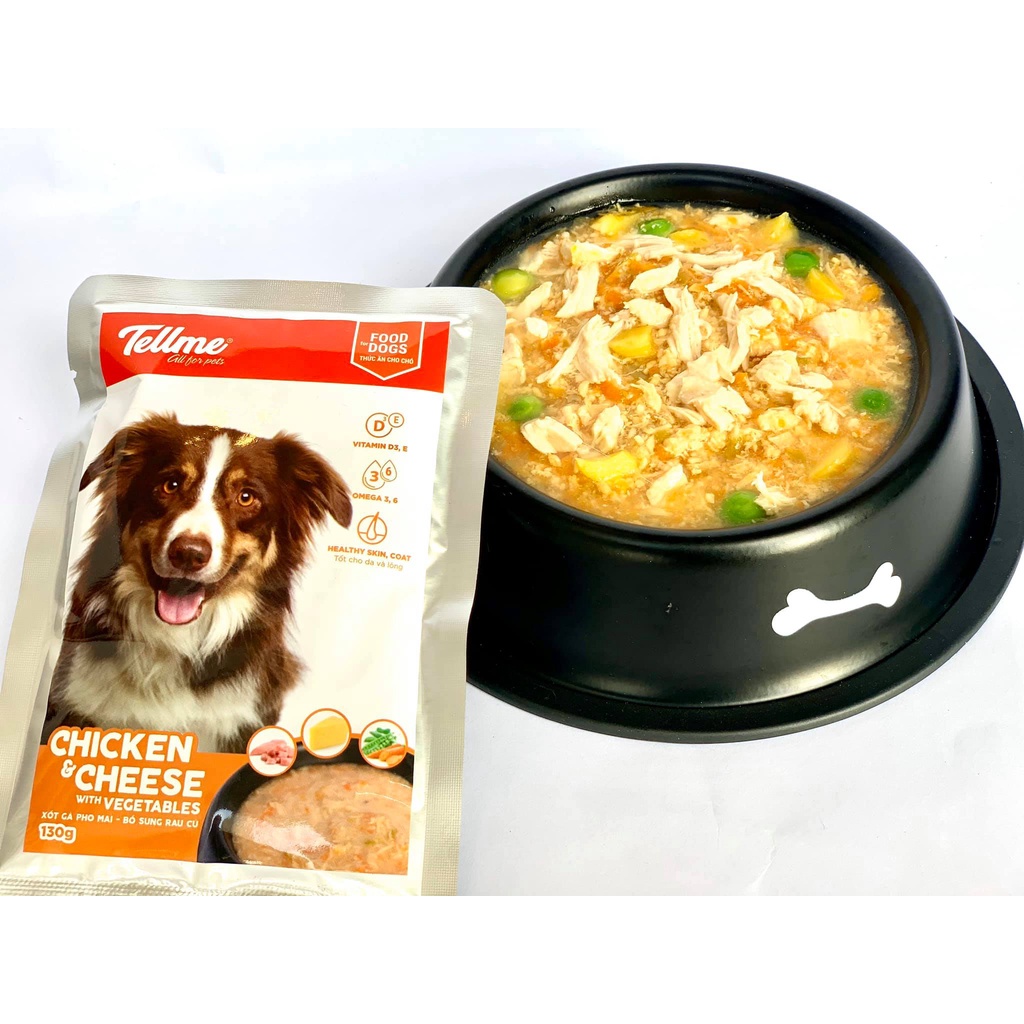 Pate cho chó Tellme 130g, xốt gà bò phô mai rau thức ăn tăng cân dinh dưỡng chó lớn nhỏ cún cưng Con Mèo Xiêm