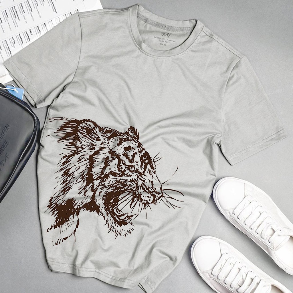 Áo phông nam hỗ siêu chất phong cách unisex màu xám