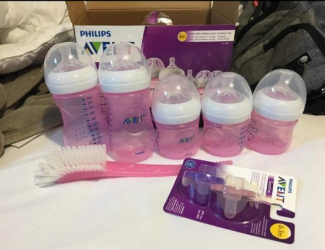 Set bình sữa Philips Avent Natural 125ml/260ml hồng cho bé