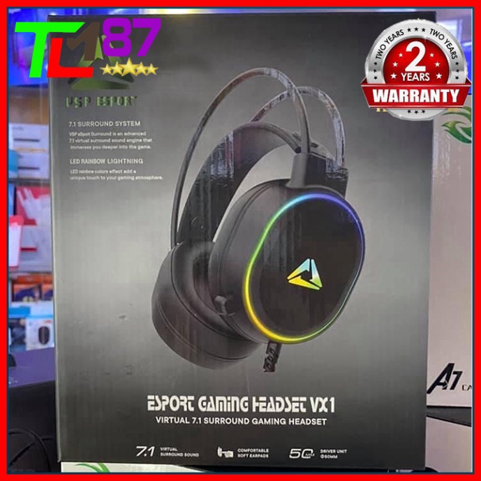 Tai Nghe Gaming Có Dây Headphone Chụp Tai VSP ESPORT VX1 LED 7 Màu - Tai Nghe Nhạc Máy Vi Tính Laptop Game Thủ Có Mic