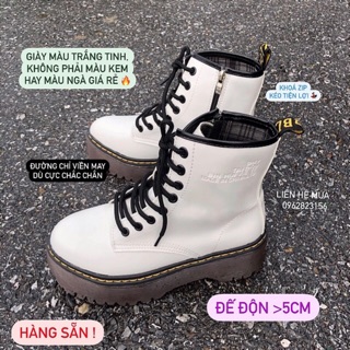  sẵn đủ size  boot Dr độn đế😝 bốt trắng cao cổ martins ✌🏻đặt GIAO LUÔN  clip thật  