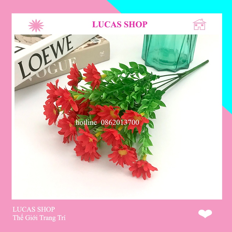 Hoa Giả - Cụm Hoa Cúc Dại 40cm Trang Trí Nhà Cửa, Cửa Tiệm Tinh Tế, Thanh Lịch
