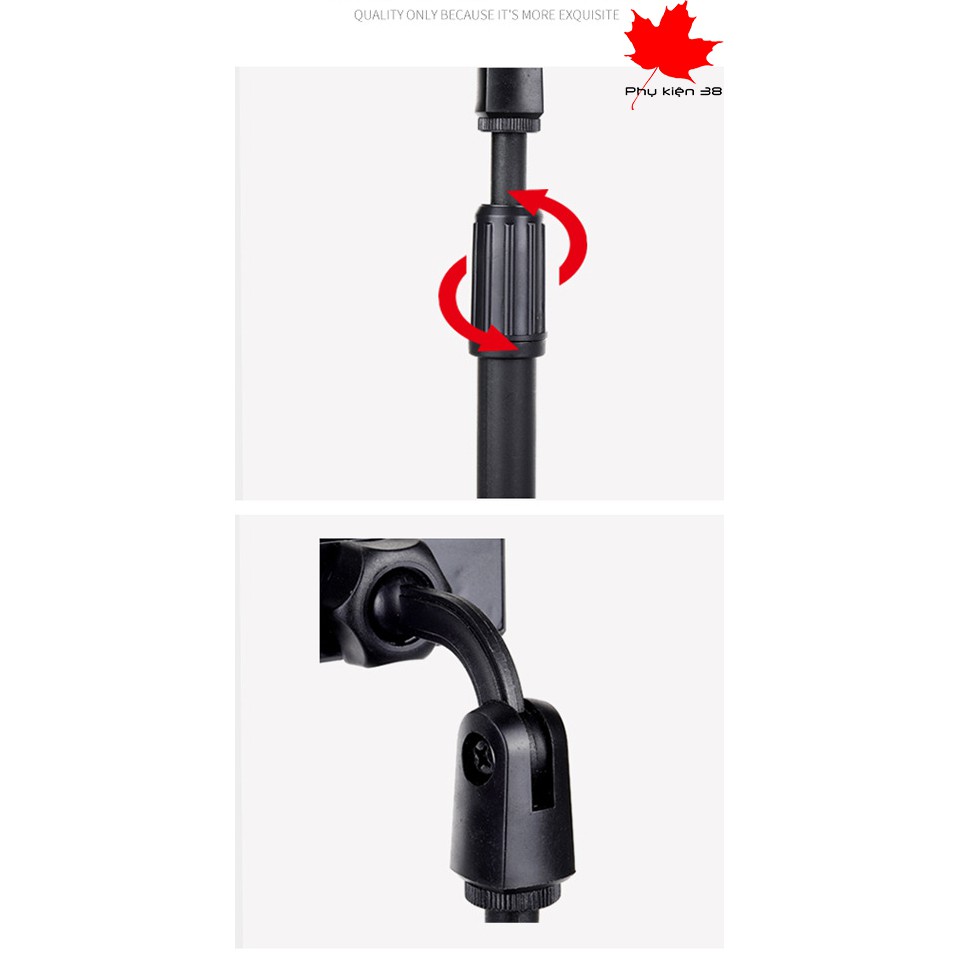 Gậy LiveStream 360 quay tiktok, video để bàn có thể điều chỉnh chiều cao 24-34 Cm và tripod 2.1m