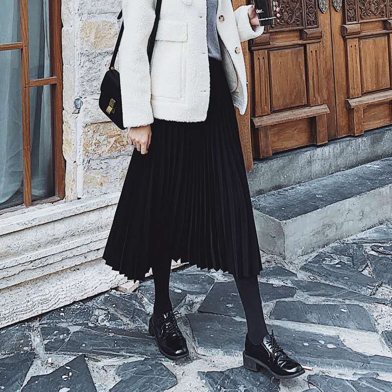 Chân váy xếp ly dáng dài Midi công sở qua gối chất tuyết mưa CAO CẤP mềm mại không bóng cạp chun sang trọng CV17 | BigBuy360 - bigbuy360.vn