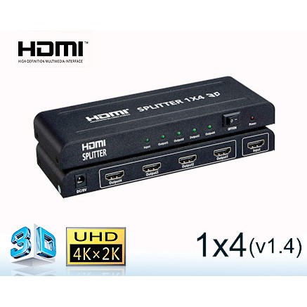 Bộ Chia HDMI 1 Ra 4 Cổng 4k*2K - Loại Mạch Dài Có Nguồn