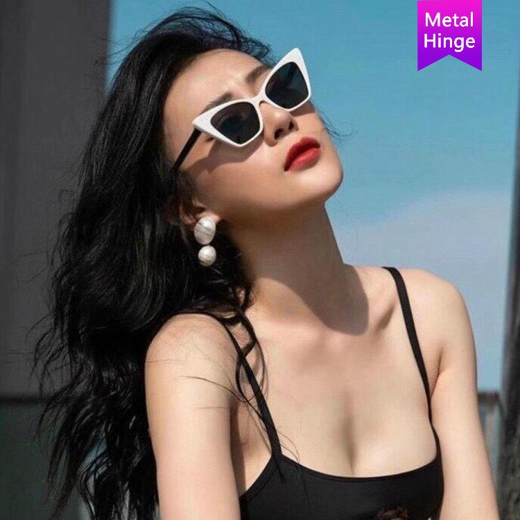 Kính mát mắt mèo gọng kim loại phong cách Retro Âu Mỹ thời trang 2020