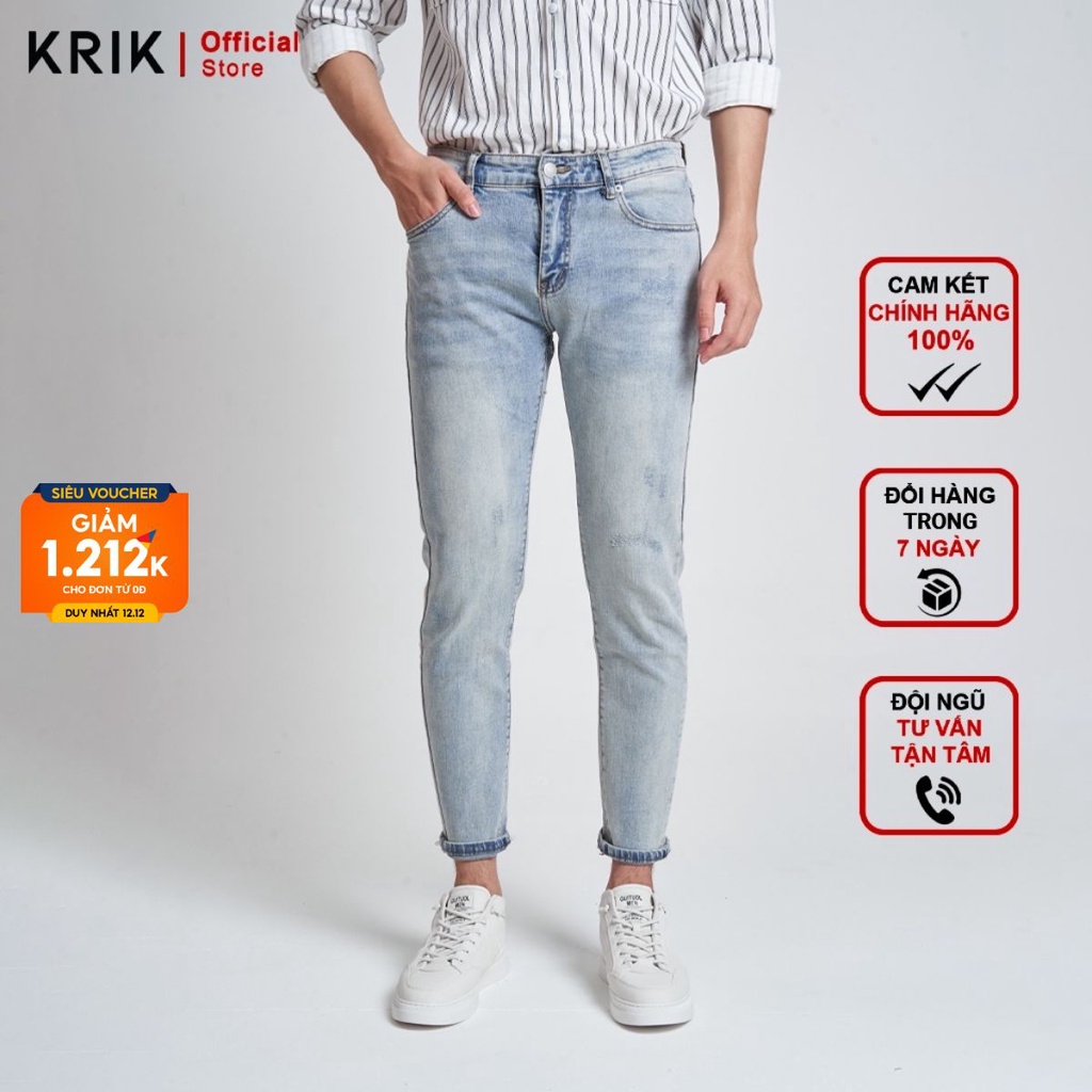 Quần Jean Nam Chất Bò Đẹp Local Brand KRIK Dáng Slimfit Hàn Quốc Basic QJ1012 | BigBuy360 - bigbuy360.vn