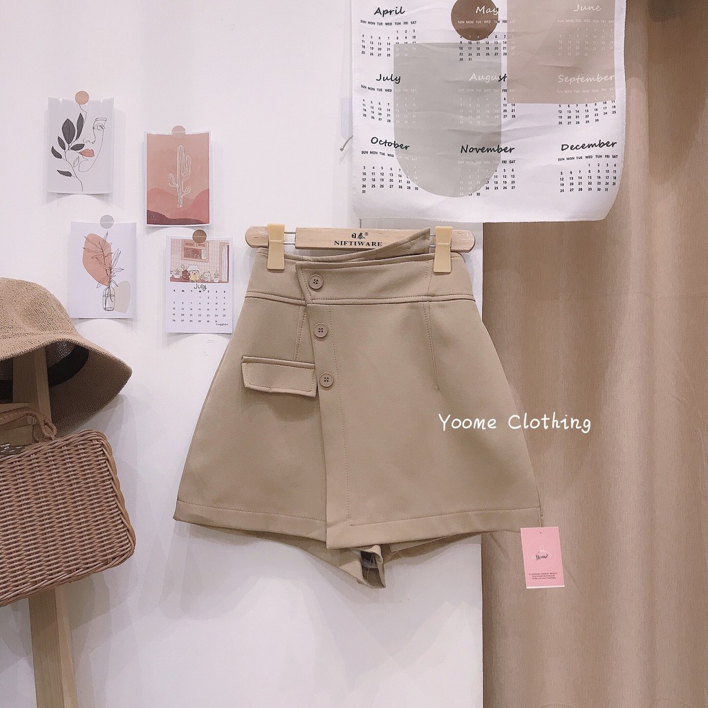 Quần giả váy cạp vạt lệch khuy umi lụa , chân váy cạp lệch khuy umi lụa cho nữ Yoomeclothing [ ẢNH THẬT SHOP CHỤP] | BigBuy360 - bigbuy360.vn