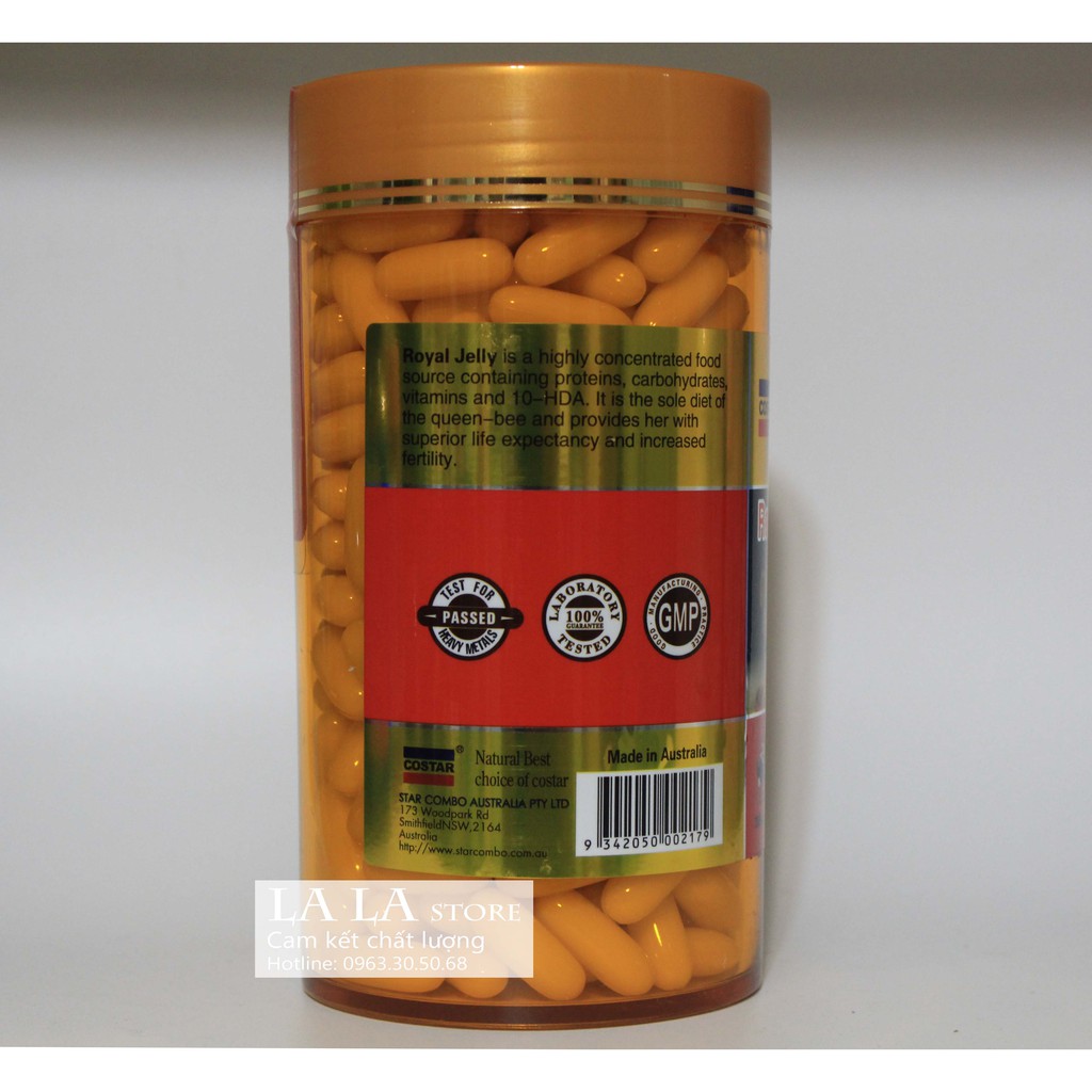 [Mã 66FMCGSALE hoàn 8% xu đơn 500K] Viên Uống Sữa Ong Chúa Costar Royal Jelly 1610mg 365 viên | BigBuy360 - bigbuy360.vn