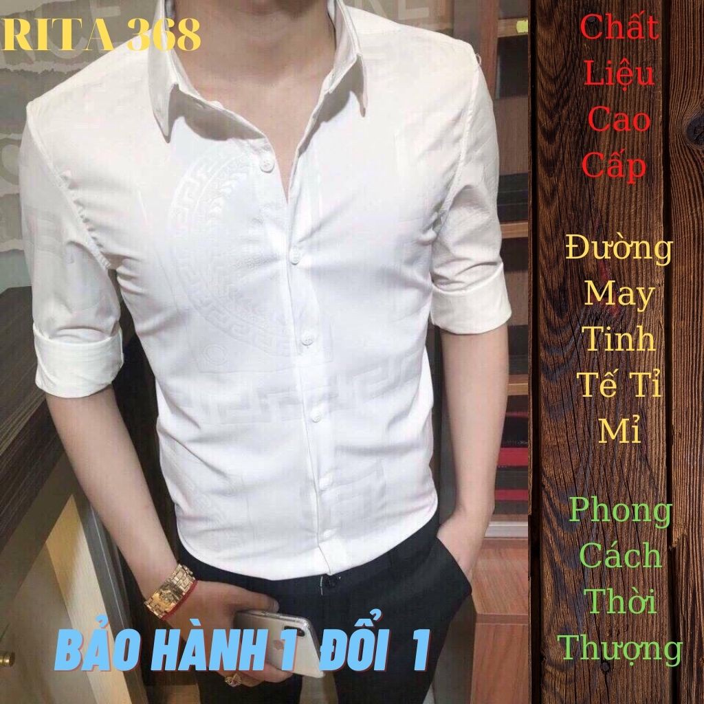 Áo Sơ Mi Nam Tay Dài Họa Tiết  dập nổi cao cấp form body chuẩn đẹp y hình